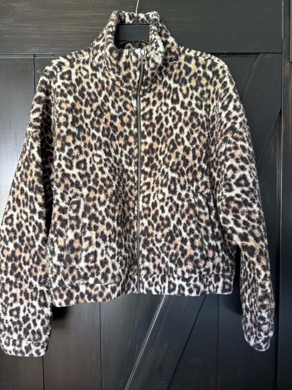 American Eagle Outfitters Leopard Fleece Jacket